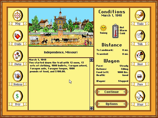 A screen from The Oregon Trail Deluxe
