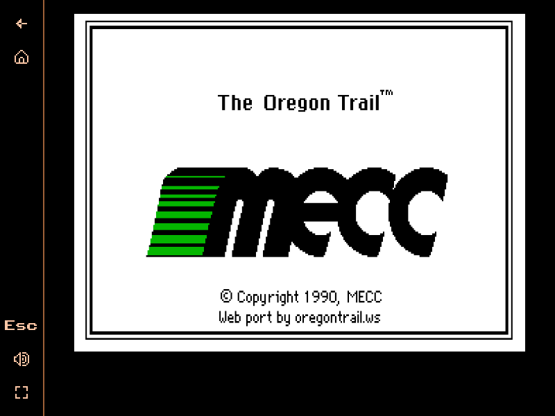 A screen from The Oregon Trail Web Port